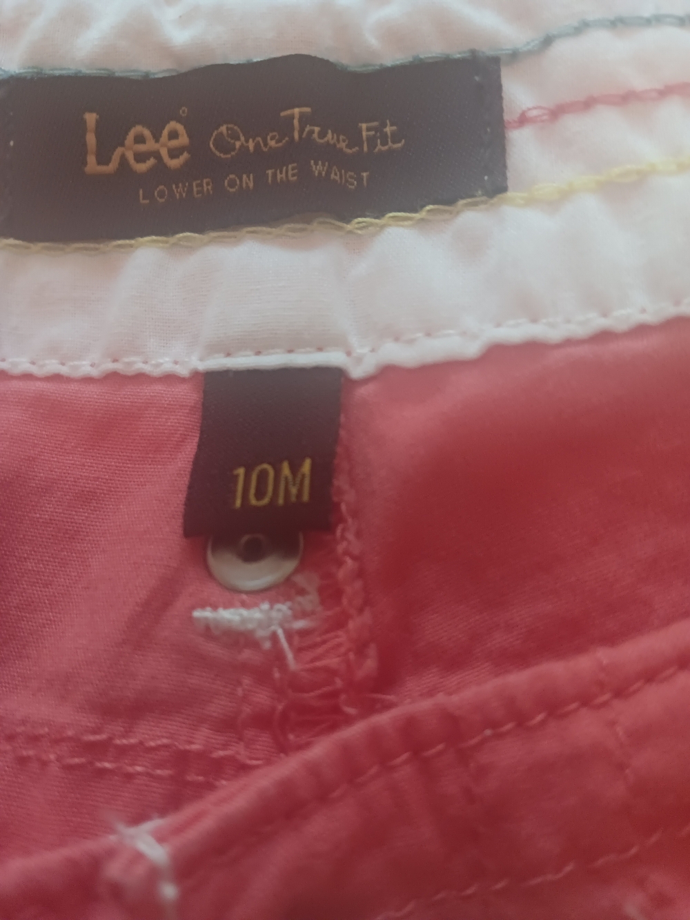 Lee One True Fit Coral Pink Utility Low Rise Cotton Shorts Size 10M - Picture 4 of 4